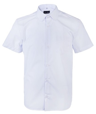 Chłopięca koszula elegancka na komunie krótki rękaw cała biała BIKS 152