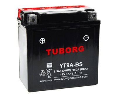 BATERÍA PARA MOTOCICLETA TUBORG YT9A-BS YB9-B 12V 9AH 150A AGM L+  