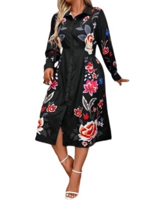 SHEIN PLUS SIZE SUKIENKA KOSZULOWA CZARNA 50 ŁRE