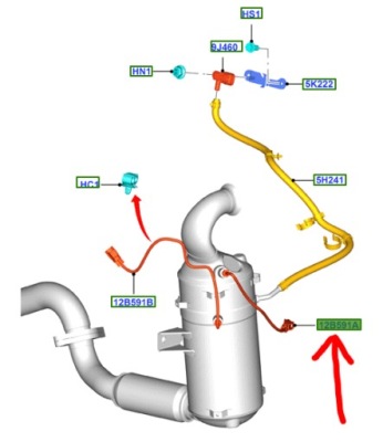 Датчик температури вихлопних газів dpf ford 1.5 1.6 tdci фото №1