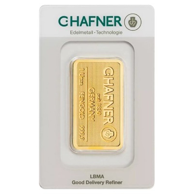 Sztabka 31,1 gram 1 uncja Złota LBMA C-Hafner CHAFNER Au999.9