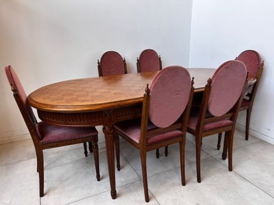 stół owalny z krzesłami tapicerowanymi k131