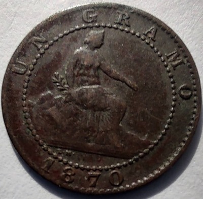 1951 - Hiszpania 1 centym, 1870