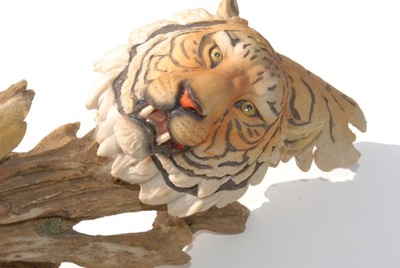 Stara figurka tygrysa ręcznie malowana antyk