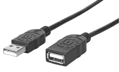 Kabel Przedłużacz USB 2.0 AM-AF 3 m Czarny Manhattan
