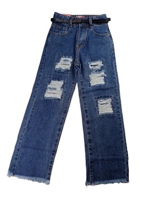 Spodnie dziewczęce dzwony jeans 128