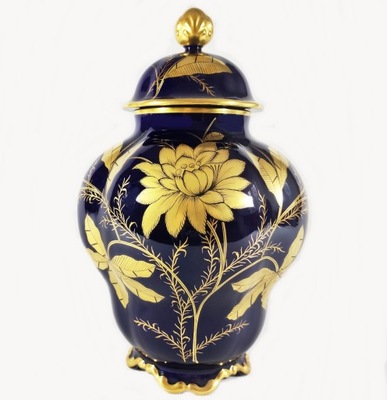 LINDNER wazon z deklem kobalt złoto 33 cm
