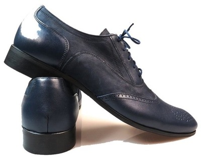 Granatowe buty brogsy z elementami nubuku T41 41