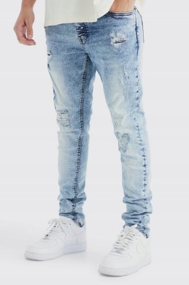 MĘSKI SKINNY FIT PRZETARCIA 34 TW15113 *BOOHOO SPODNIE JEANSY