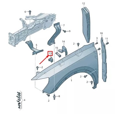 Audi q3 f3 передняя часть правый upper fender damping 83a864760a фото №1