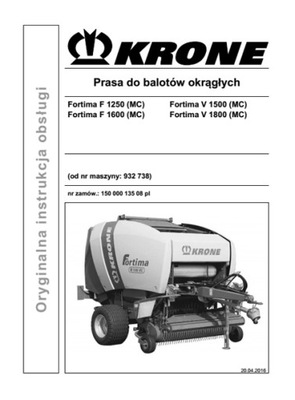 KRONE FORTIMA F1250...V1800 MC - MANUAL MANTENIMIENTO PL  