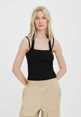 VERO MODA CZARNY TOP RAMIĄCZKA (M)