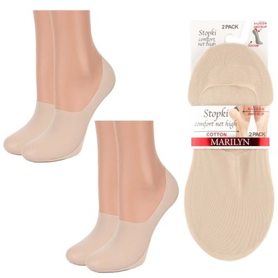 Členkové Ponožky dámske béžové vyššie so silikónom Comfort Net High Marilyn 2 páry