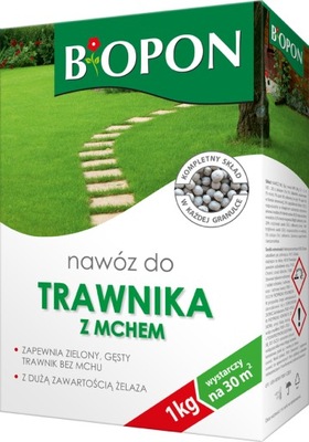 Biopon nawóz do trawników z mchem 1kg 30m2