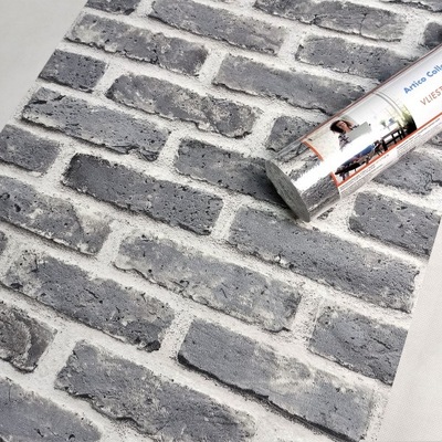 TAPETA WINYLOWA SZARA CEGŁA KAMIEŃ MUR EFEKT 3D