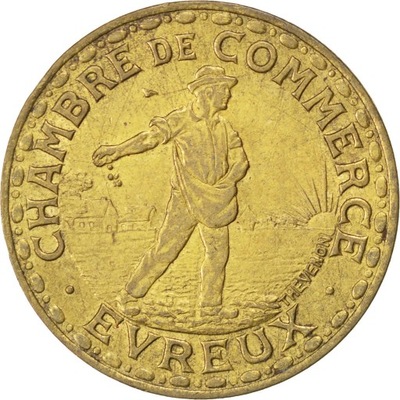 Moneta, Francja, 1 Franc, 1922, AU(50-53), Mosiądz