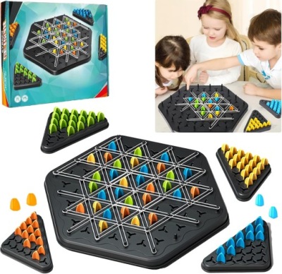 TRIANGLE CHESS BOARD GAME, INTERACTIVE PEGBOARD GAME, BOARD DESKTOP GAMES