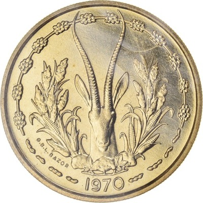 Moneta, Kraje Afryki Zachodniej, 25 Francs, 1970,