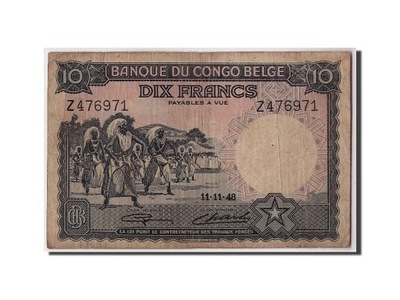 Banknot, Kongo Belgijskie, 10 Francs, 1948, 1948-1