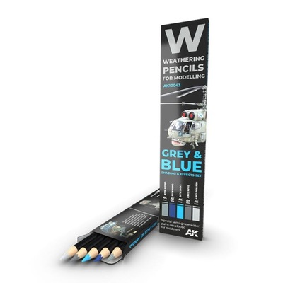 AK INTERACTIVE 10043 Weathering Pencils SET - GREY & BLUE: Shading & effect