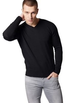 Sweter Męski Czarny Bawełniany V-neck Próchnik PM6 2XL