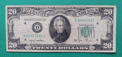 Banknot USA 20 dolarów 1950 Cleveland Gwiazdka