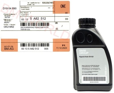 NUEVO ORIGINAL CON BMW ACEITE PRZEKLADNIOWY HYPOID AXLE G3 70W-80 0,5L CON ASO  