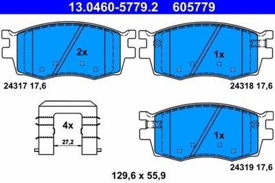 ZAPATAS DE FRENADO HYUNDAI PARTE DELANTERA ACCENT/I20 1,1-1,6 05- 13.0460-5779.2  