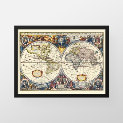 Mapa Świata Hondius Atlas Novus 1641 - 30x21 A4