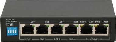 ExtraLink EXTRALINK EUROS V2 Switch 6x10/100Mbps; 2xUplink; Ports 1-4 PoE