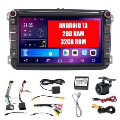 RADIO 2DIN ANDROID 13 VW GOLF 5 V 6 VI PASSAT B6 B7 SEAT TIGUAN SKODA 2/32G  