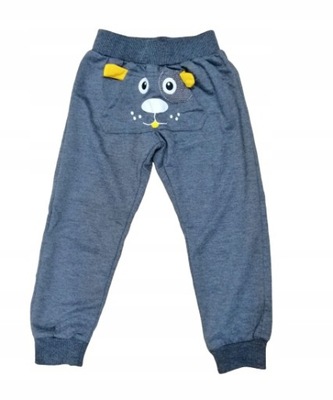 Siwe spodnie chłopięce dresowe PIESEK 86