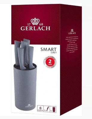 GERLACH KOMPLET ZESTAW 5 NOŻY W BLOKU SMART GREY