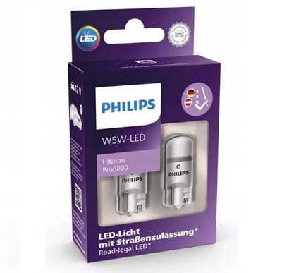 ЛАМПОЧКИ АВТОМОБИЛЬНЫЙ PHILIPS ULTINON PRO6000 W5W-LED 6000K 12V 2 ШТУКИ