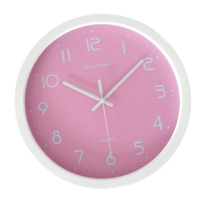 12-calowy cichy zegar ścienny, nie tykający, dekoracyjny zegar do domowego biura, różowy
