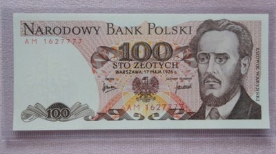 100 zł 1976 AM nr 1627777,UNC.FAJNY NUMER !