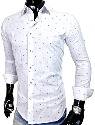 Koszula męska biała we wzory bawełna EN534 r. M