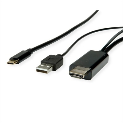 Kabel adapter USB C HDMI / USB A M/M czarny 2m