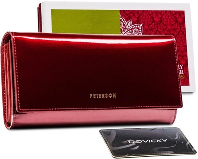 Lakierowany portfel damski na karty z ochroną RFID - Peterson
