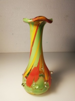 wazon kolorowy sękacz z PRL-u 19,7 cm