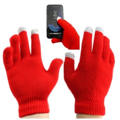 Rękawiczki zimowe dotykowe ciepłe uni czerwone