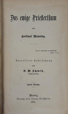 Manning Das ewige Priesterthum (niem) 1891