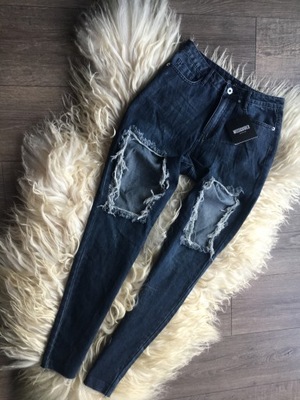 missguided spodnie jeansowe z dziurami 36