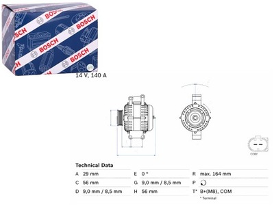 ГЕНЕРАТОР AUDI Q5 2.0 11.08-09.12 BOSCH