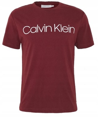 CALVIN KLEIN - Bordowy T-shirt Duże Logo XS