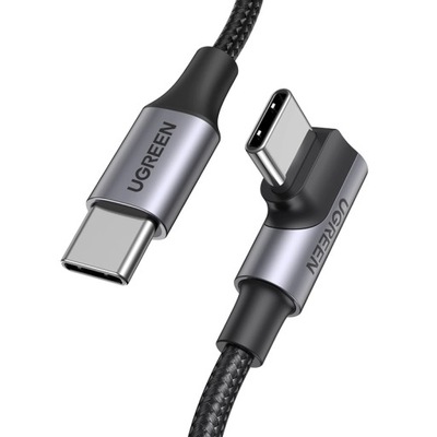 Kabel kątowy Ugreen US334 USB-C / USB-C 90 st. 480Mb/s 2m - czarny