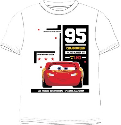 T-shirt Auta Cars Zygzak McQueen cn biały b. 98