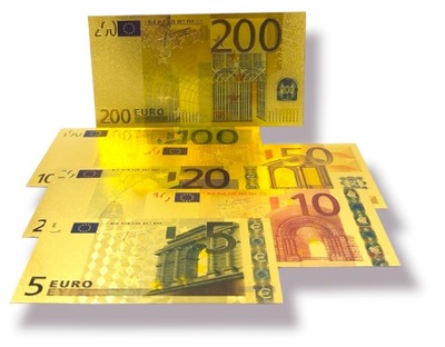 EURO Zestaw Banknotów Pozłacany z CERTYFIKATEM