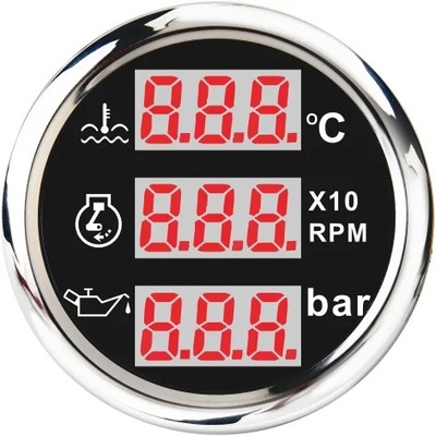 New 3 In 1 Multi-function Car Boat Gauge Water Temperature Fuel Leve~84037