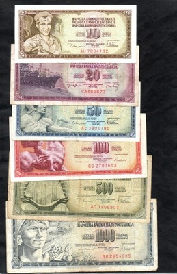 ZESTAW BANKNOTÓW JUGOSŁAWIA - 6 sztuk - zestaw 5